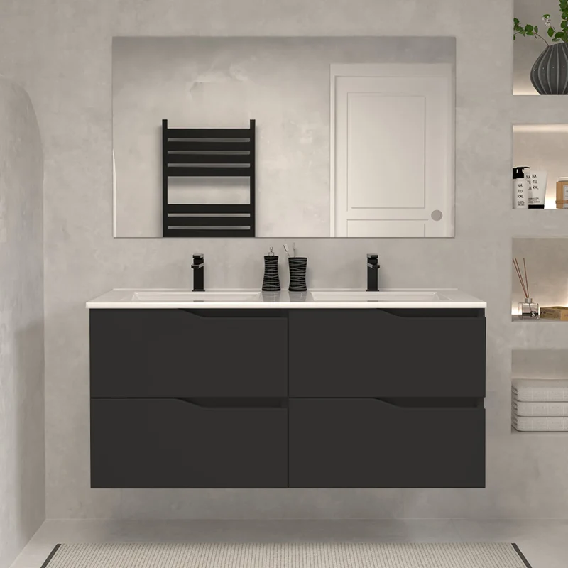 Meuble de salle de bain 120cm double vasque - 4 tiroirs - LUNA