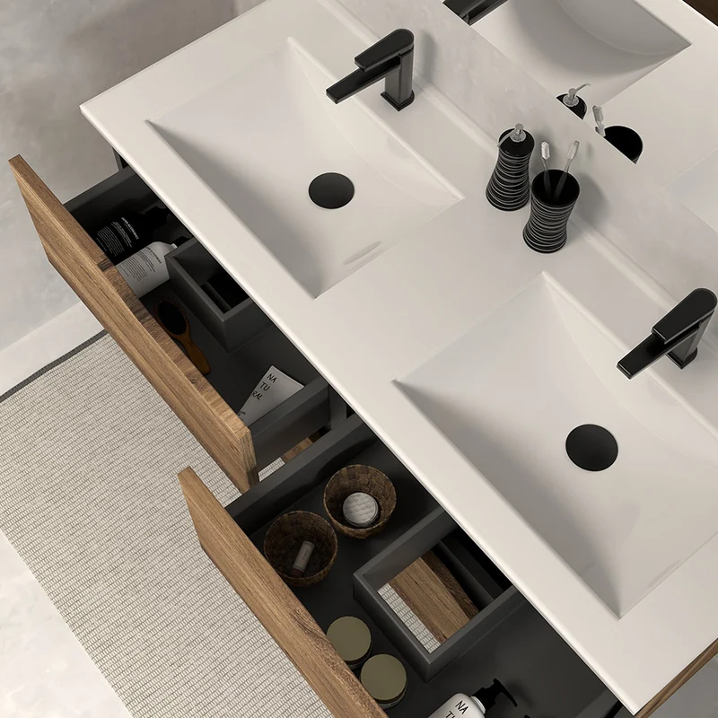 Meuble de salle de bain 120cm double vasque - 4 tiroirs - LUNA