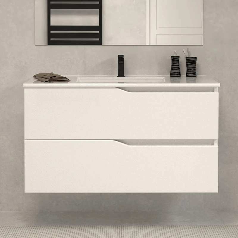 Meuble de salle de bain 100cm simple vasque - 2 tiroirs - LUNA