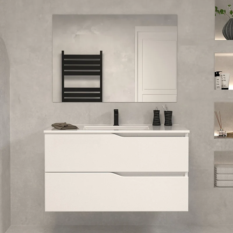 Meuble de salle de bain 100cm simple vasque - 2 tiroirs - LUNA