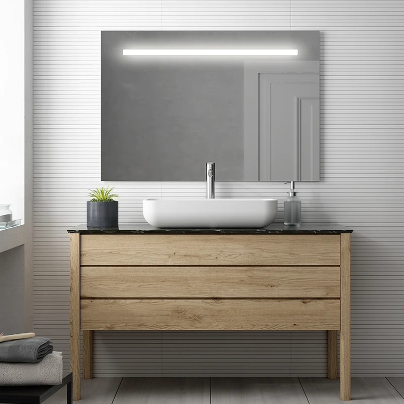 Miroir éclairage LED de salle de bain STAM avec interrupteur tactile - 100x80cm