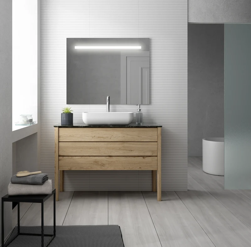 Miroir éclairage LED de salle de bain STAM avec interrupteur tactile - 100x80cm