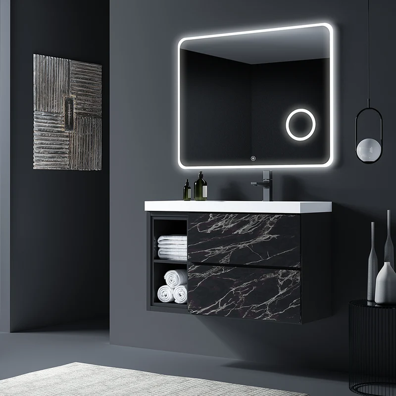 Miroir éclairage LED de salle de bain LOUTRO avec interrupteur tactile - 80x80cm