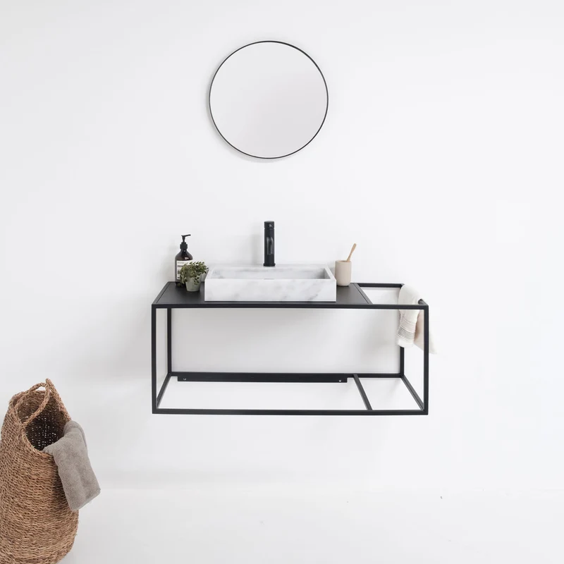 Mueble de baño con estructura - Metal negro - Elisa - un estante