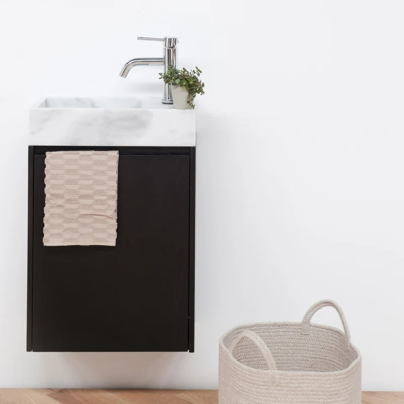 Lavamanos Krabi con mueble - Roble Negro - Mármol Blanco