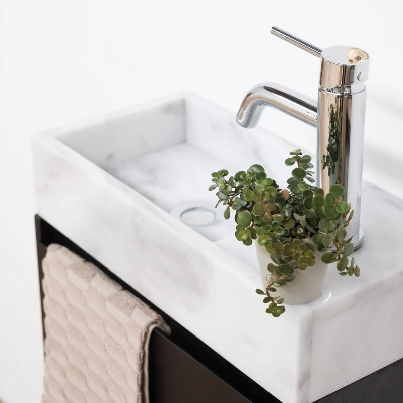 Lavamanos Krabi con mueble - Roble Negro - Mármol Blanco
