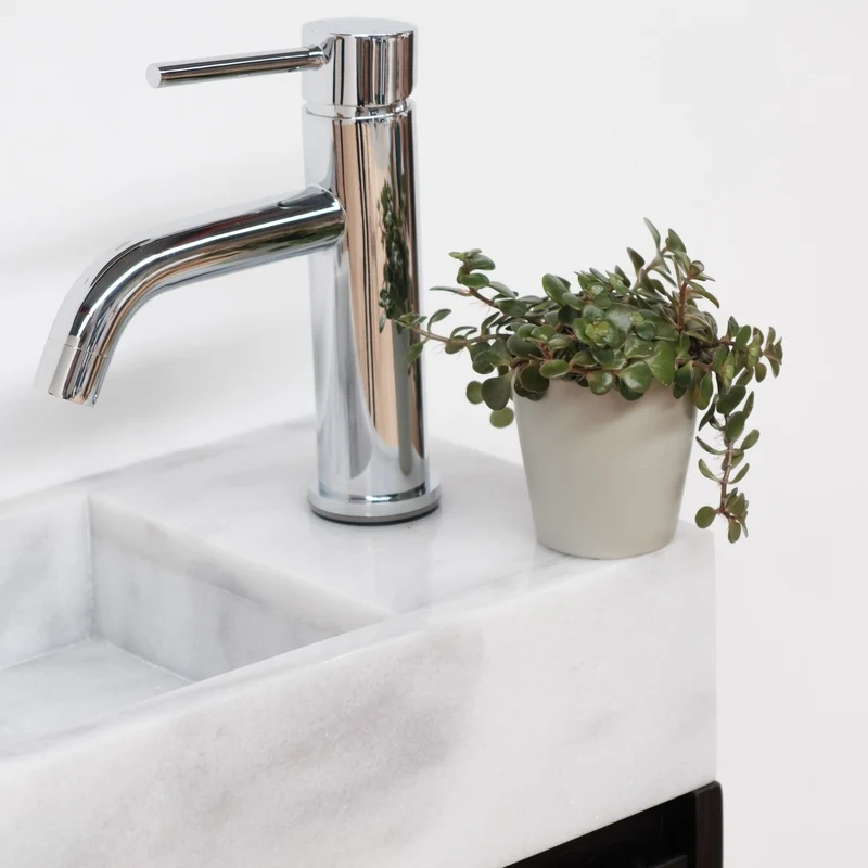 Lavamanos Krabi con mueble - Roble Negro - Mármol Blanco