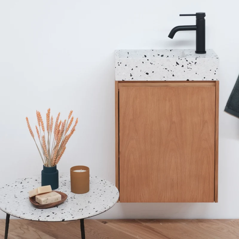 Lavamanos Krabi Inodoro Roble - Terrazo Blanco