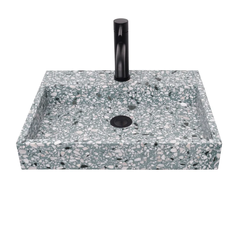 Lavabo de Mármol George con Orificio para Grifería - Terrazo Verde