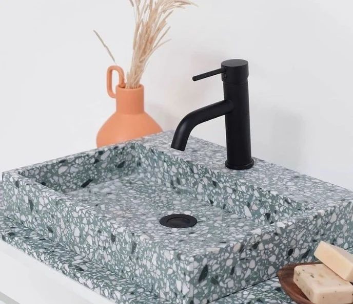 Lavabo de Mármol George con Orificio para Grifería - Terrazo Verde
