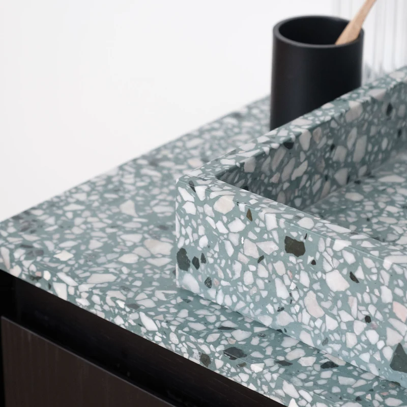 Lavabo de Mármol George con Orificio para Grifería - Terrazo Verde
