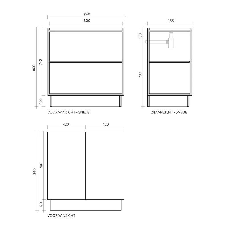 Mueble de baño Mid-Century Felix - Nogal - 84 cm