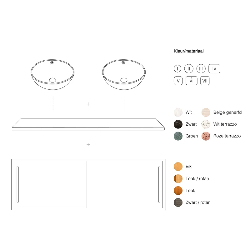 Mueble de baño Vintage Nestor - Teca - 150 cm