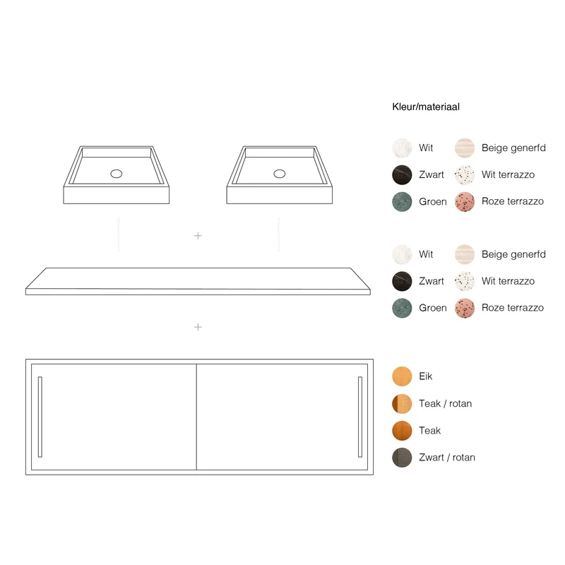 Mueble de baño Vintage Nestor - Teca - Ratán - 150 cm