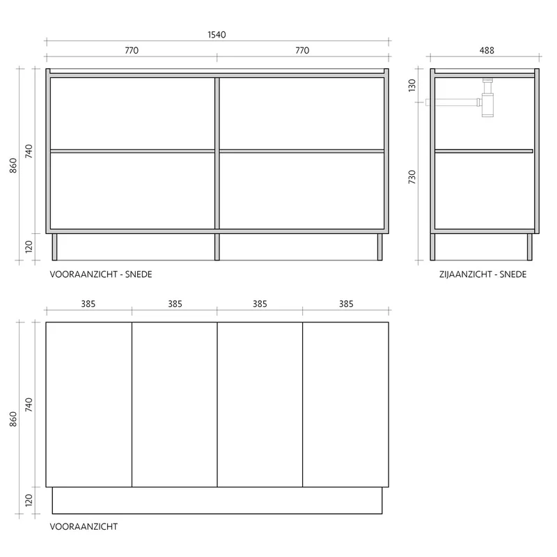 Mueble de baño Mid-Century Felix - Nogal - 154 cm
