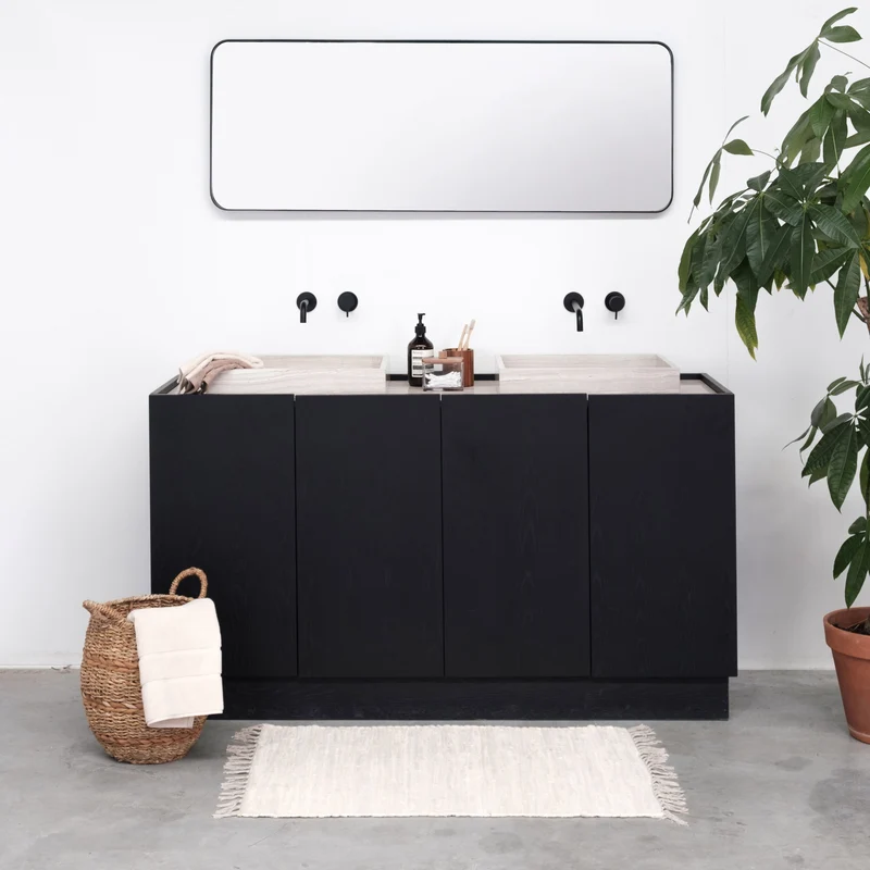 Mueble de baño escandinavo Felix - Roble negro - 154 cm