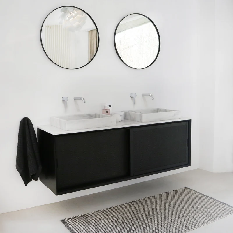 Mueble de baño - Ratán negro - Nestor - 150 cm