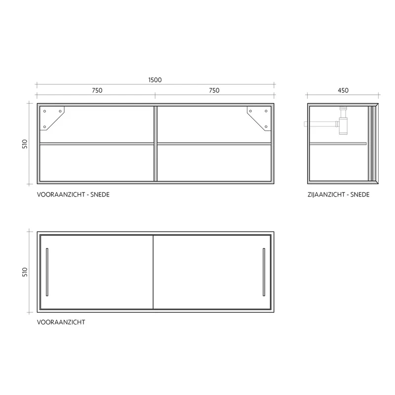 Mueble de baño - Ratán negro - Nestor - 150 cm