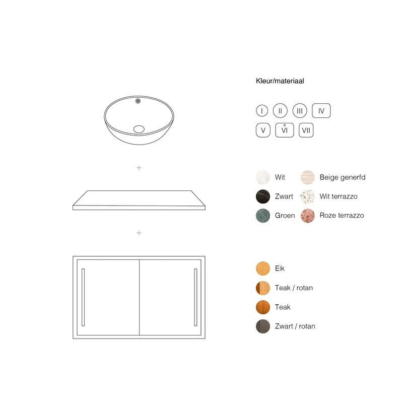 Mueble de baño Vintage Nestor - Teca - 80 cm