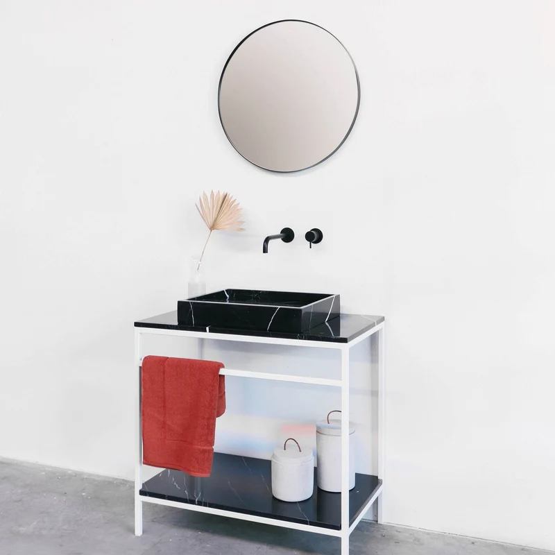 Plato de lavabo de mármol Marcel - Negro - 80cm