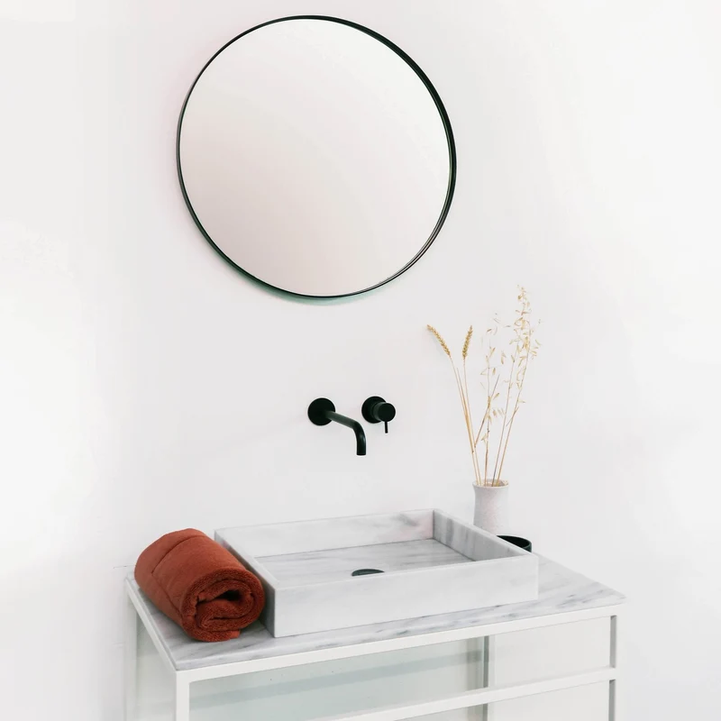 Encimera de lavabo de mármol Marcel - Blanco - 80cm
