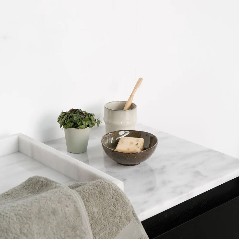 Encimera de lavabo de mármol Marcel - Blanco - 150cm
