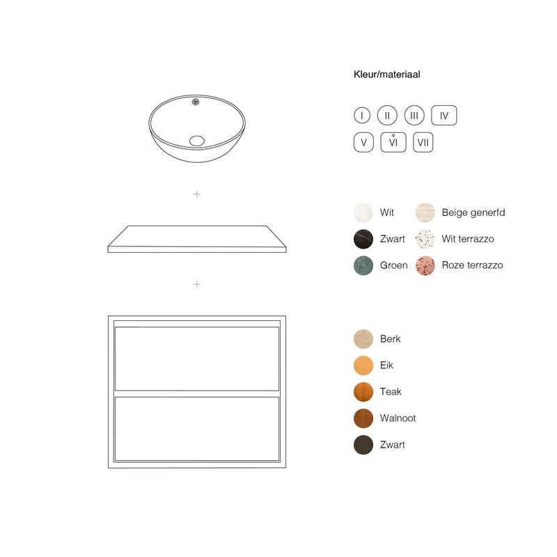 Mueble de baño negro ANN - (80cm) - Roble negro