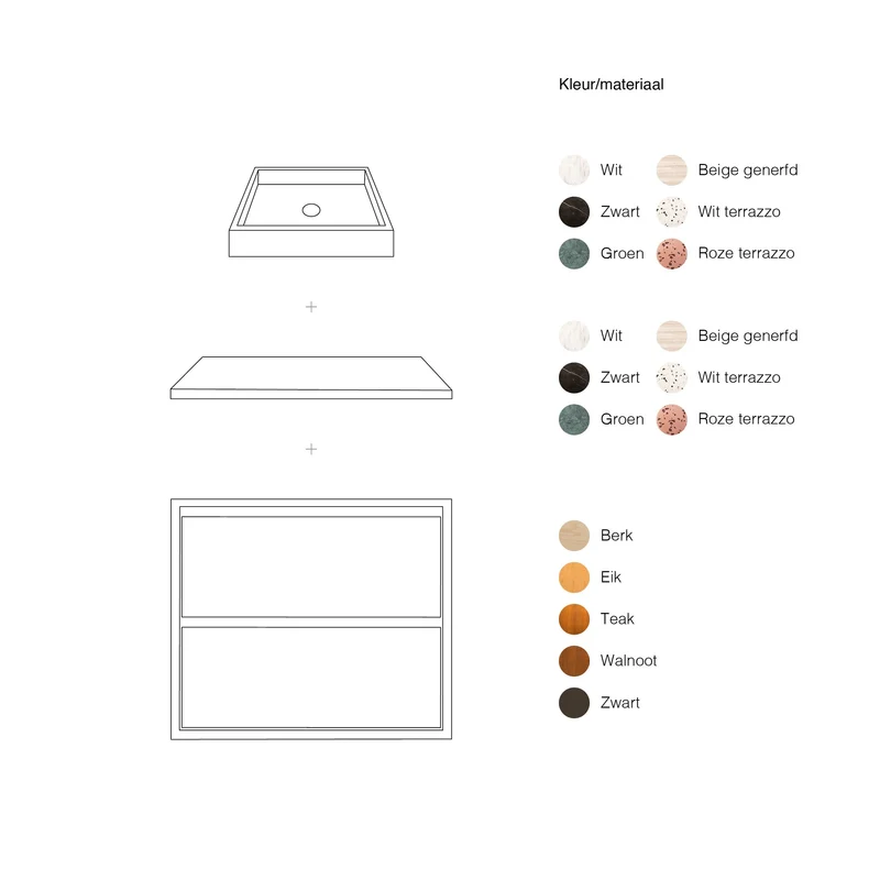 Mueble de baño negro ANN - (80cm) - Roble negro
