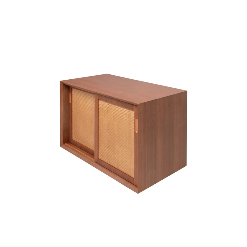 Mueble de baño Vintage Nestor - Teca - Ratán - 80 cm