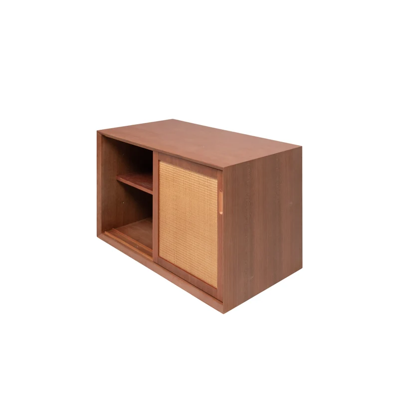 Mueble de baño Vintage Nestor - Teca - Ratán - 80 cm