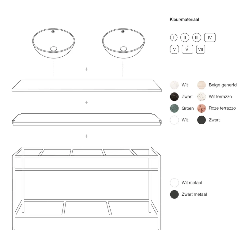 Mueble de baño con estructura de acero negro - Jules - 150 cm