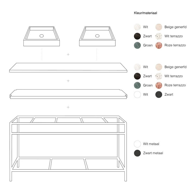 Mueble de baño con estructura de acero negro - Jules - 150 cm