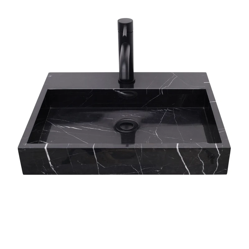 Lavabo George de mármol negro - Con orificio para grifo