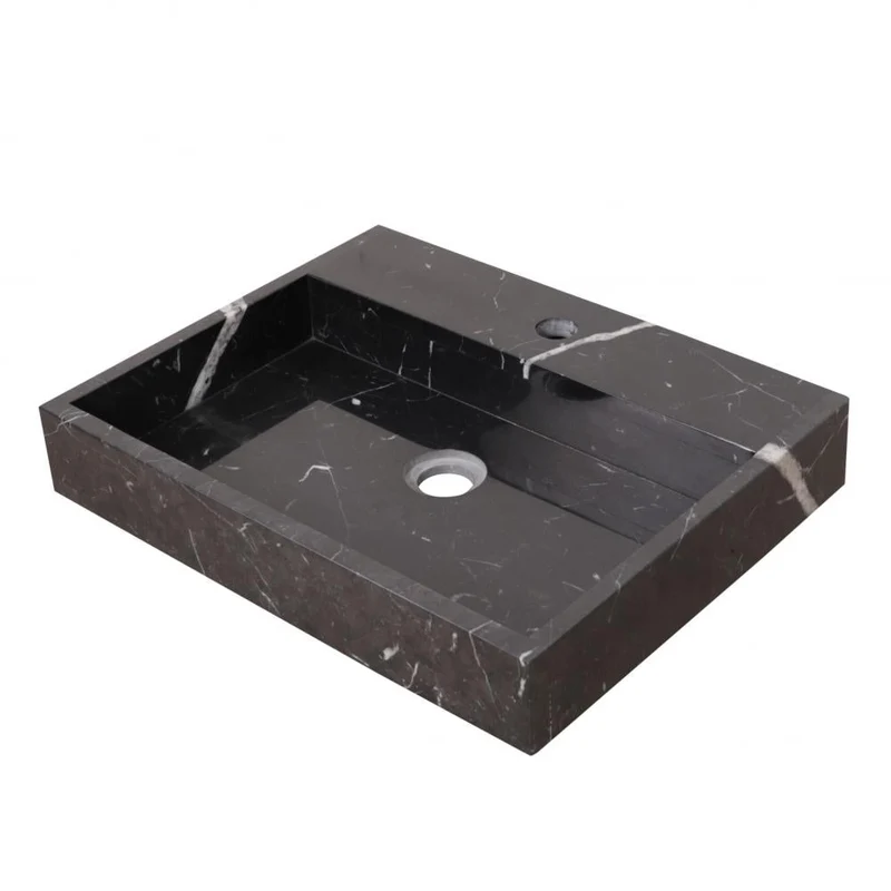 Lavabo George de mármol negro - Con orificio para grifo
