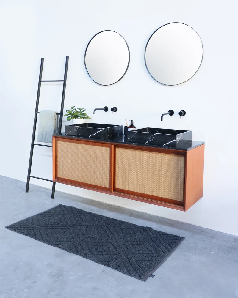 Lavabo Mármol Negro - George - Con placa base