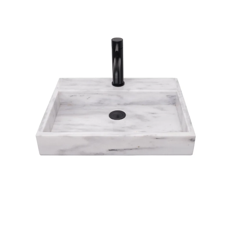 Lavabo de Mármol Blanco - George - Con Orificio para Grifo