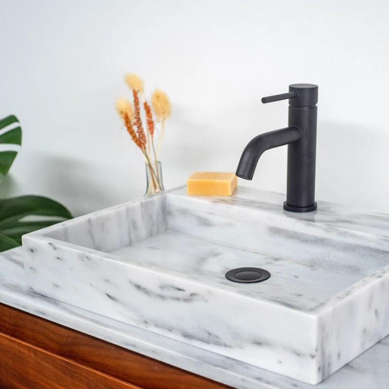 Lavabo de Mármol Blanco - George - Con Orificio para Grifo