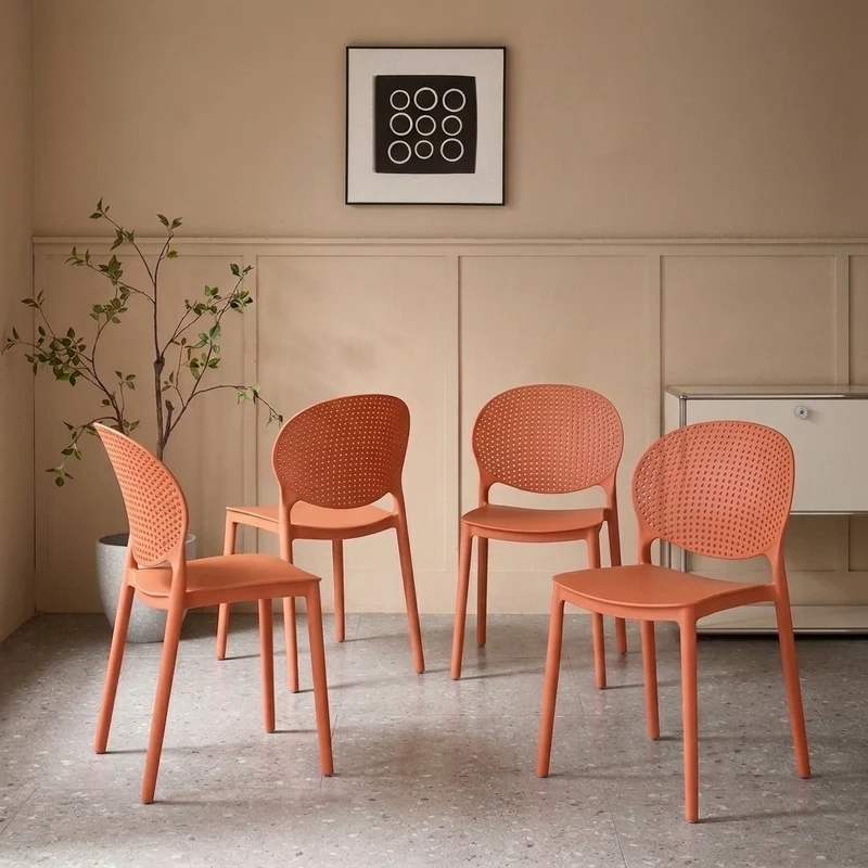 Set de 4 Sillas Florida, Color Terracota, con Espaldar y Diseño Moderno