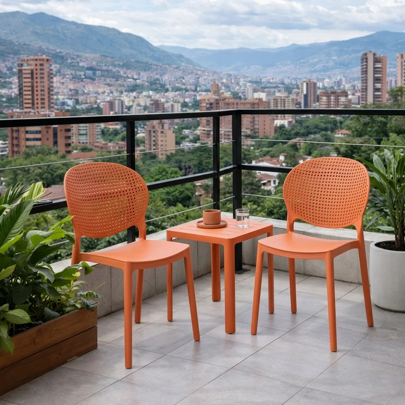 Set de 4 Sillas Florida, Color Terracota, con Espaldar y Diseño Moderno