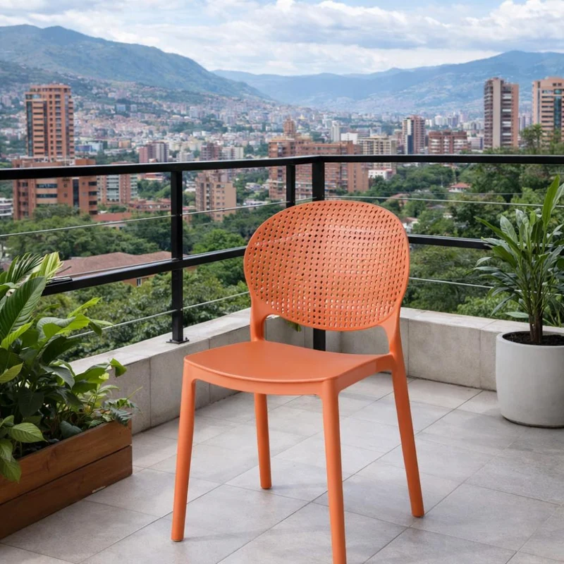 Set de 2 Sillas Florida, Color Terracota, con Espaldar y Diseño Moderno