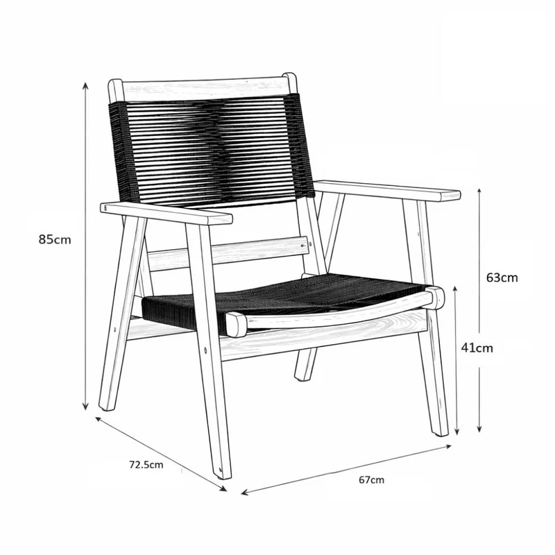 Silla Plegable de Madera para Exterior Lomy, Negro, con Brazos