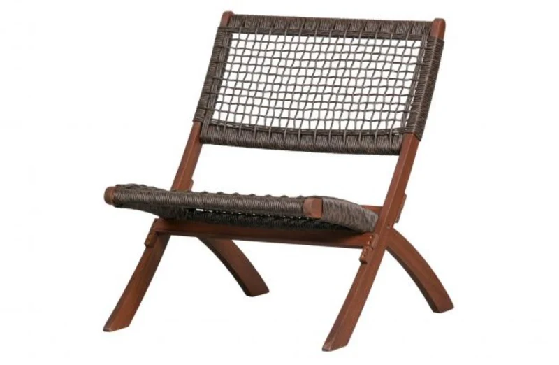 Silla Plegable de Madera para Exterior Vora, Mocha, Diseño Rústico y Moderno