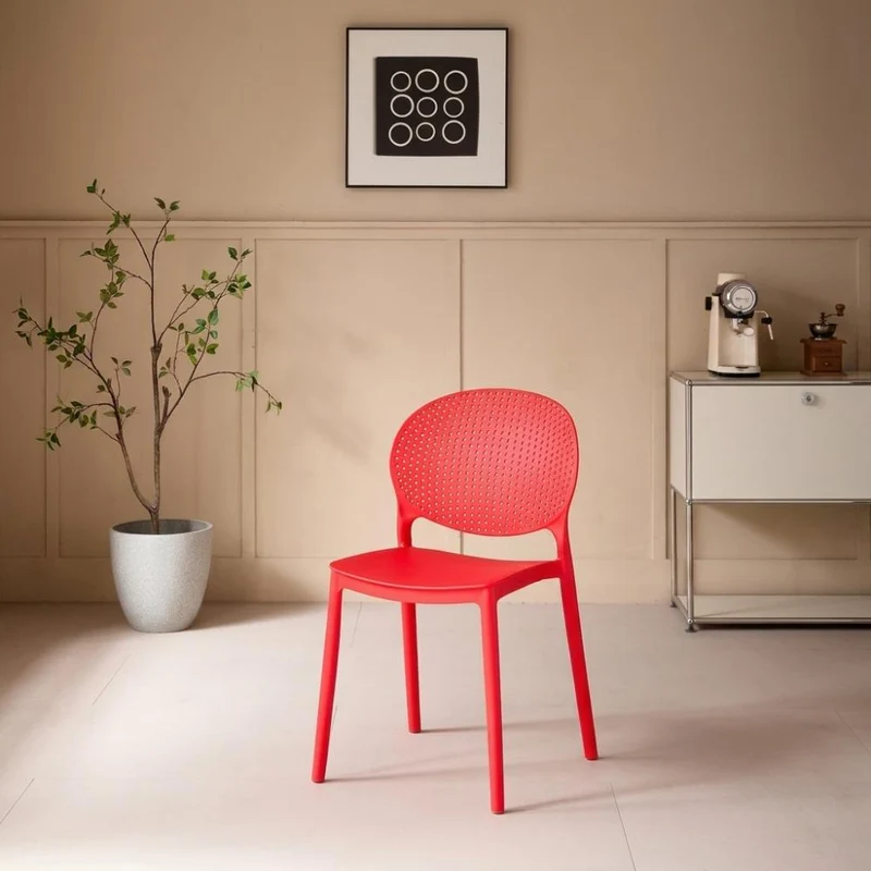 Set de 2 Sillas Florida, Color Rojo, con Espaldar y Diseño Moderno