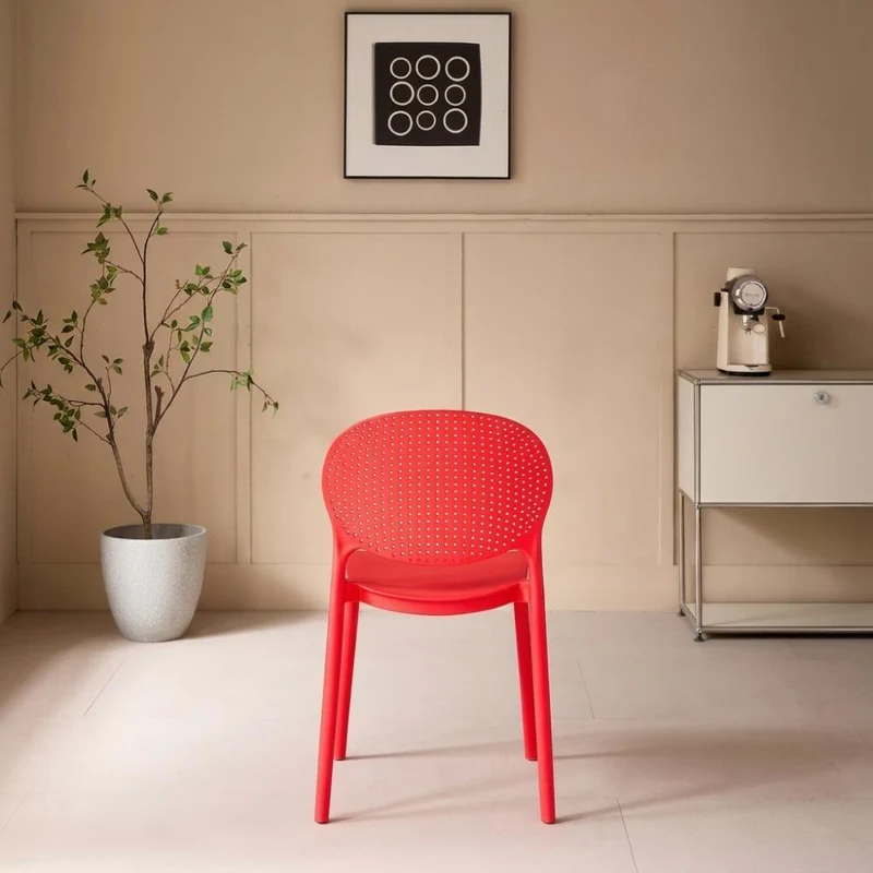 Set de 2 Sillas Florida, Color Rojo, con Espaldar y Diseño Moderno