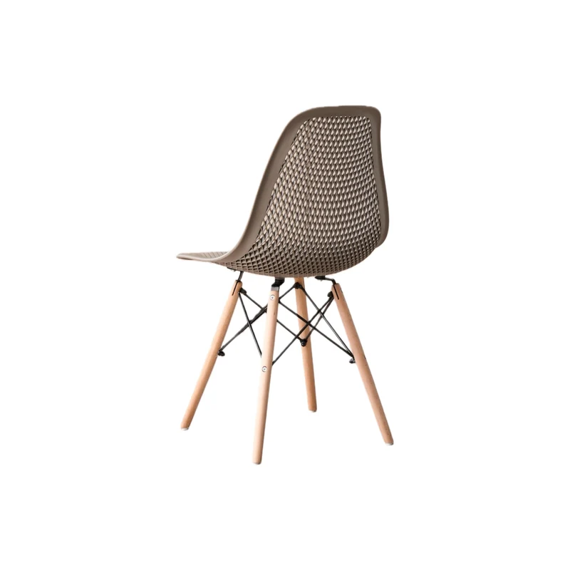 Set de 2 Sillas Aira, Color Taupe, con Espaldar y Patas en Madera