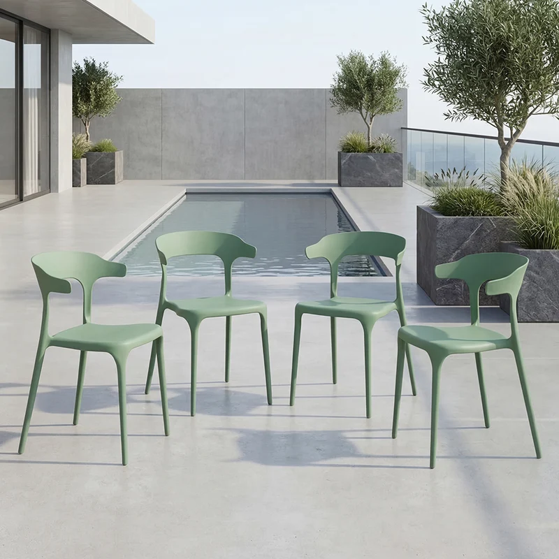 Set de 4 Sillas Elena, Color Verde, Diseño Moderno