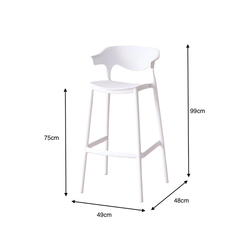 Set de 2 Sillas para Bar Elena, Color Blanco, Diseño Moderno