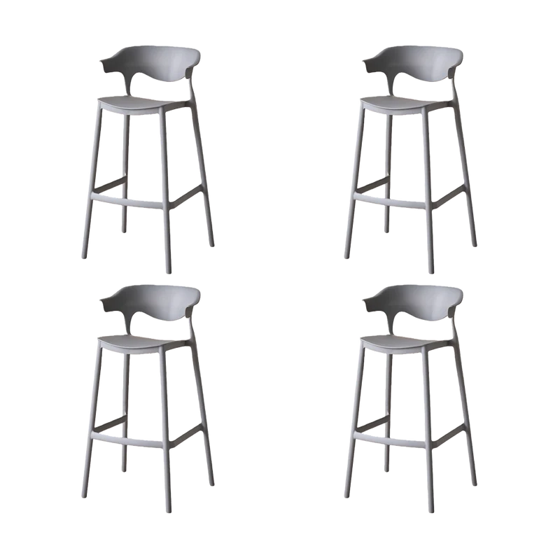 Set de 4 Sillas para Bar Elena, Color Gris Oscuro, Diseño Moderno