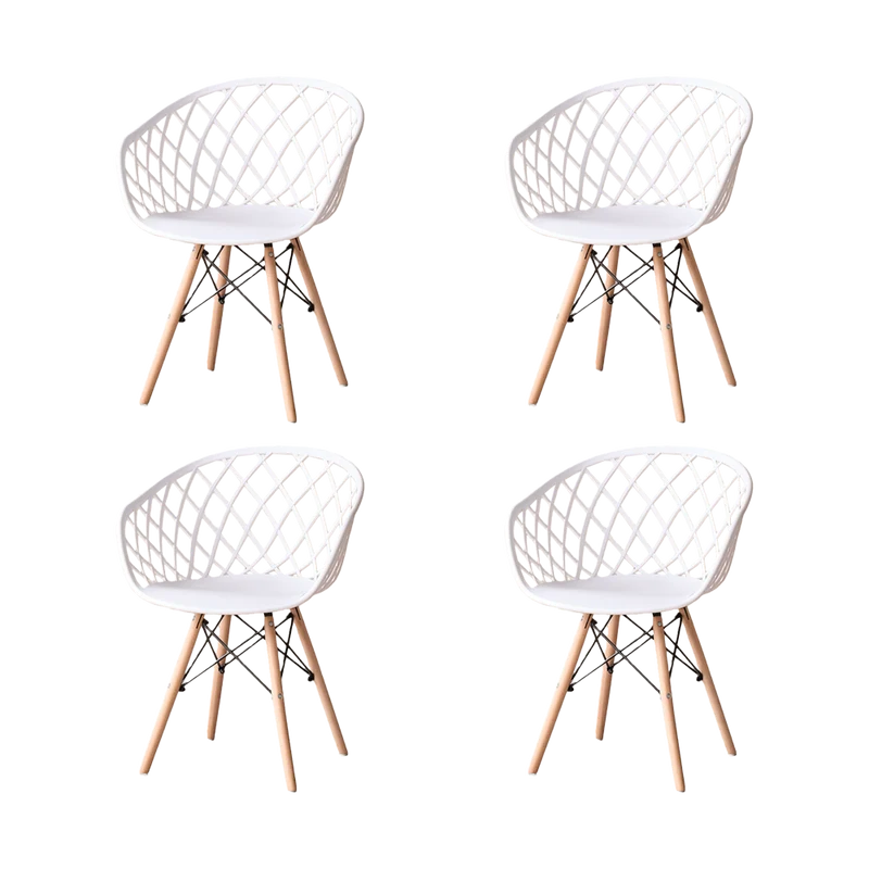 Set de 4 Sillas Oasis con Brazos, Color Blanco, con Espaldar