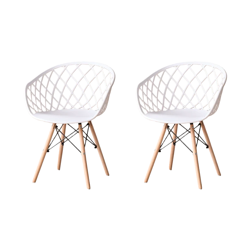 Set de 2 Sillas Oasis con Brazos, Color Blanco, con Espaldar